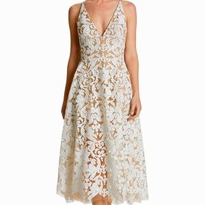 🤍Dress The Population White/Nude Midi Bridal Dress XL🤍